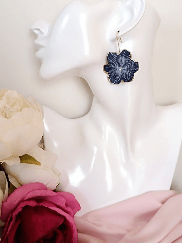 Boucles d'oreilles fleurs en argile polymère 