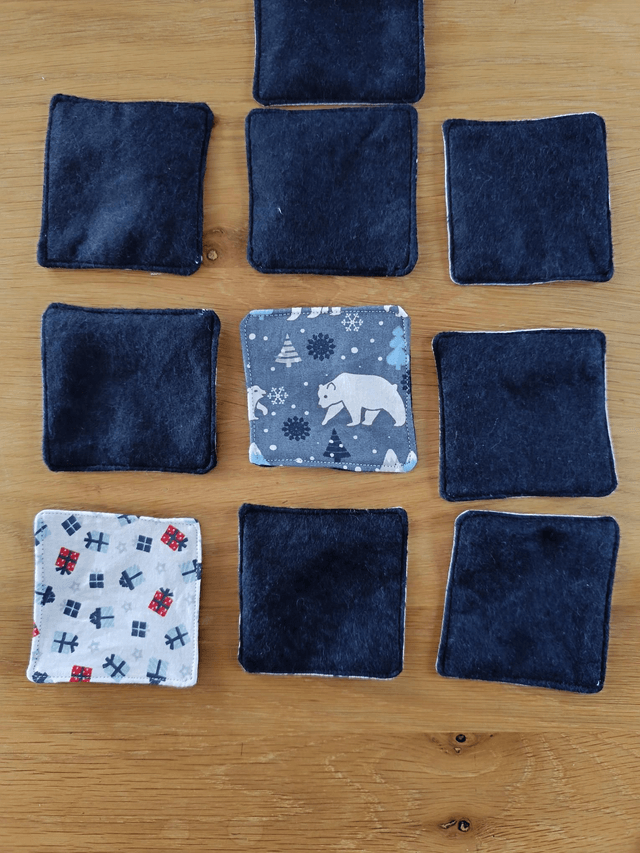 Jeu de mémoire avec pochon en tissu