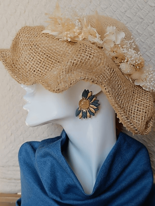 Boucles d'oreilles soleil en argile polymère